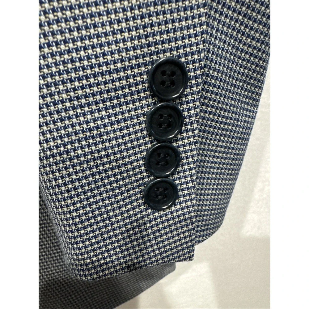 Current Canali 1934 Wool Blazer Sport Coat Gray/Blue Houndstooth Tailored 44R